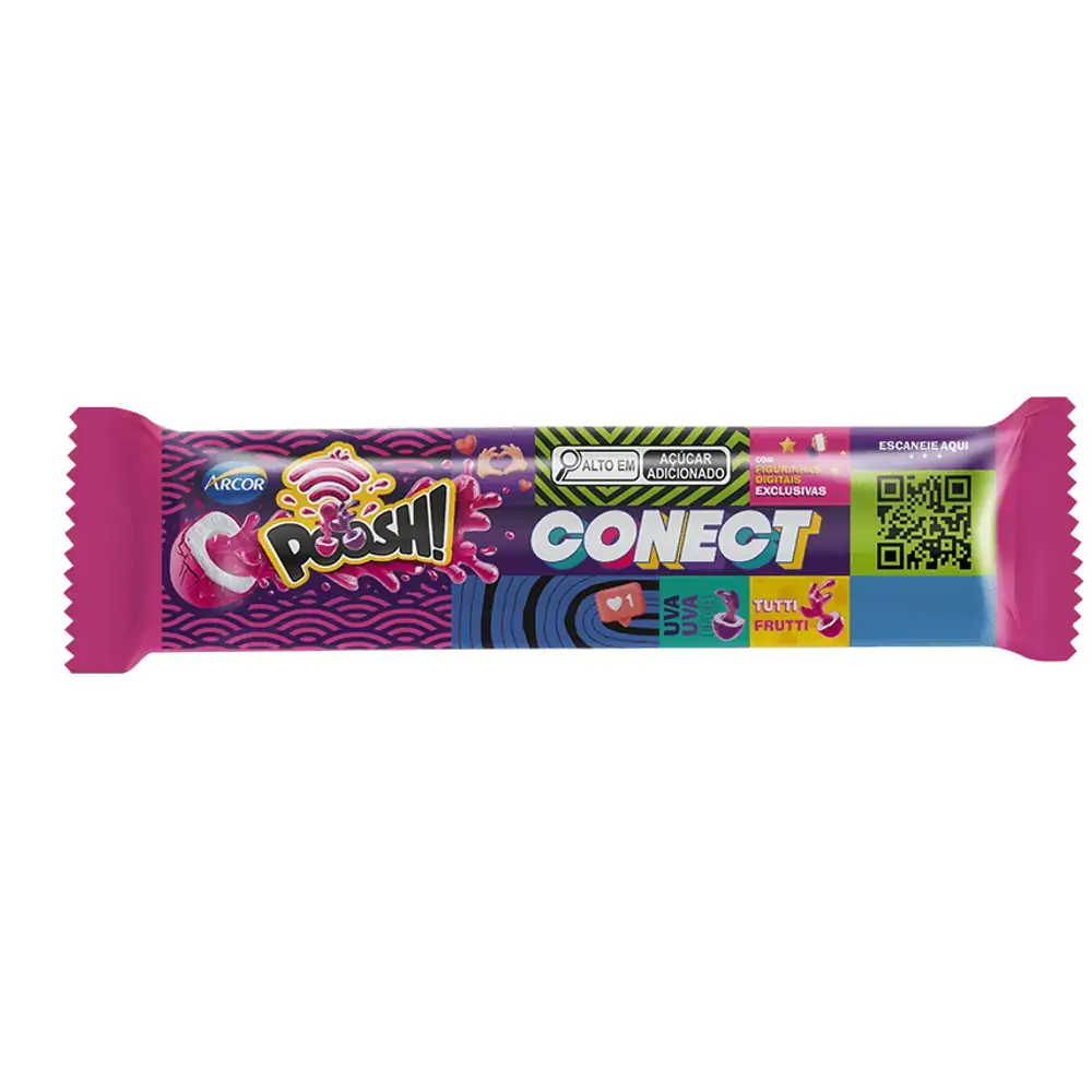 Chiclete Conect sabor sortido de uva e tutti frutti com 20g - Poosh