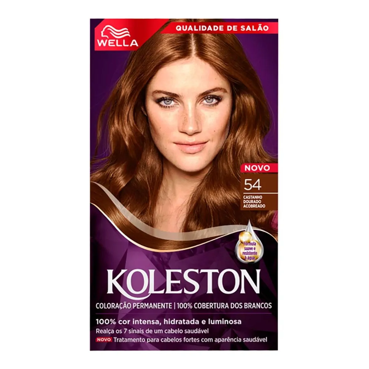 Tinta de Cabelo Wella Koleston 54 Castanho Dourado Acobreado