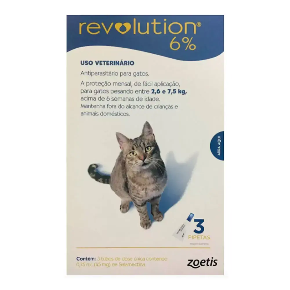 REVOLUTION 6% para Gatos entre 2,6 e 7,5kg - 0,75ml
