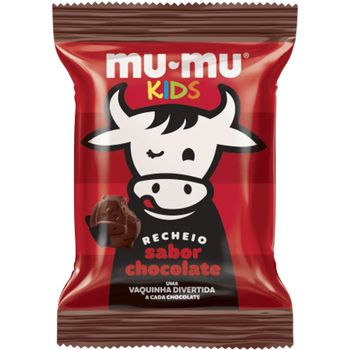 Chocolate ao leite com recheio sabor chocolate caixa com 24 unidades - Mu-Mu kids
