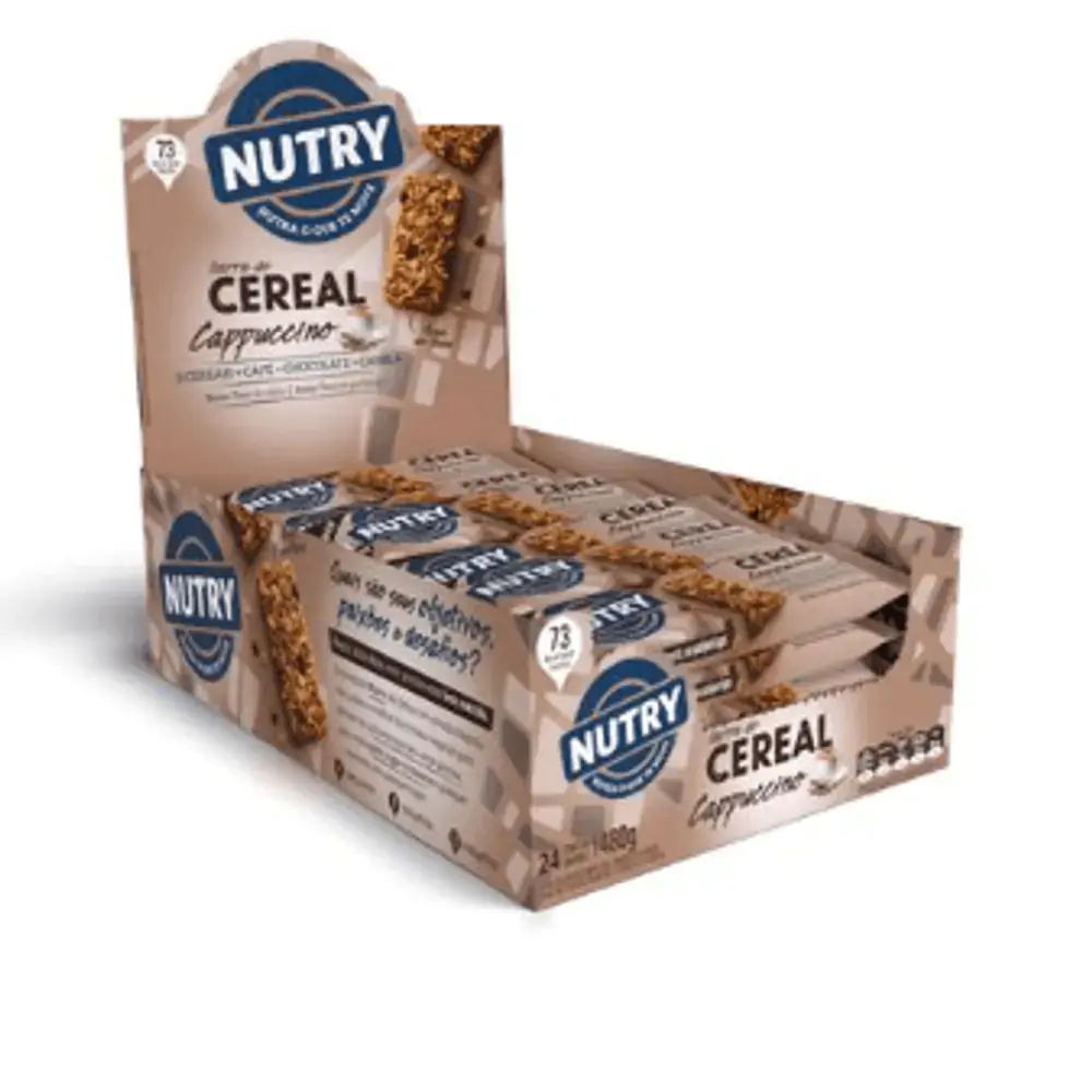 Barra de cereal sabor cappuccino caixa com 24 unidades de 20G - NUTRY