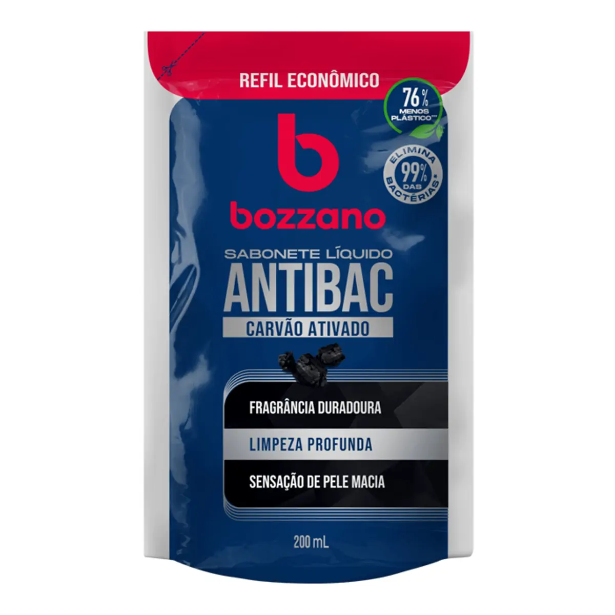 Sabonete Líquido Bozzano Antibac Carvão Ativado 200ml Refil