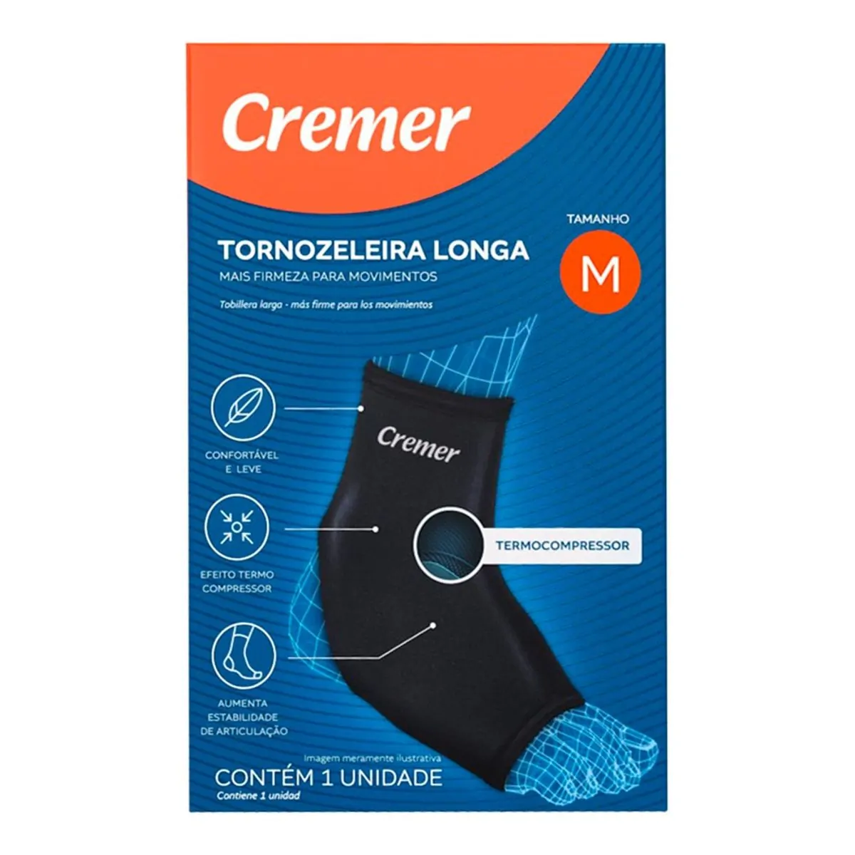Tornozeleira Cremer Longa Preta Tamanho M 1 Unidade