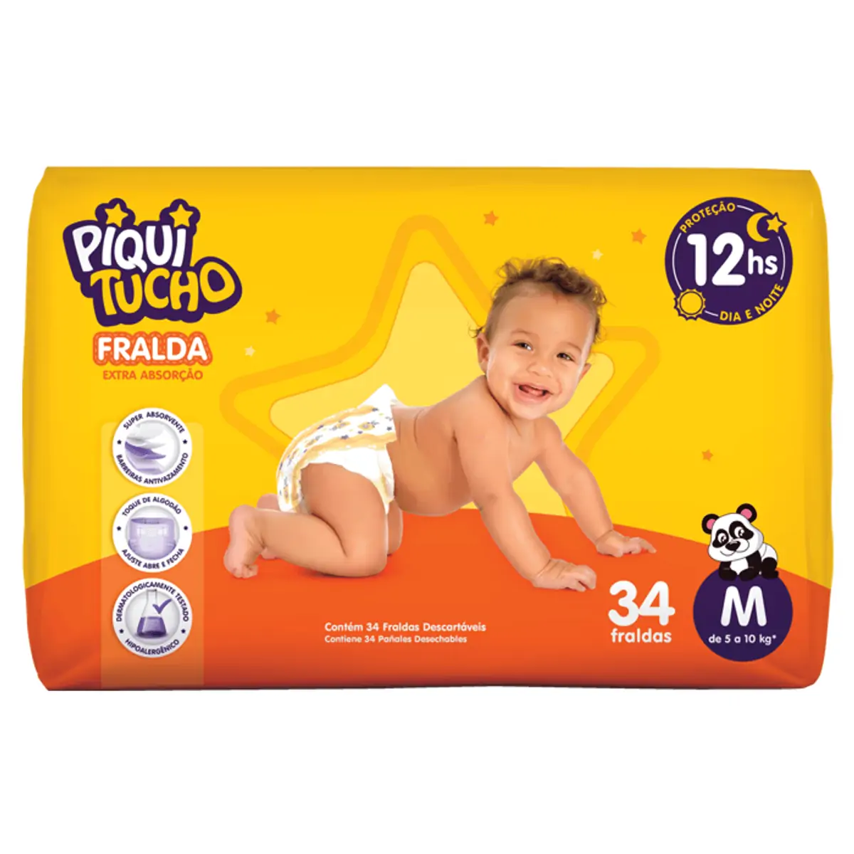 Fralda Piquitucho M 34 Unidades