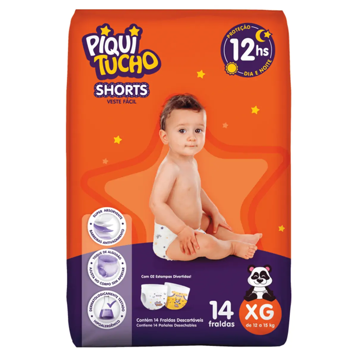 Fralda Shorts Piquitucho Roupinha XG 14 Unidades