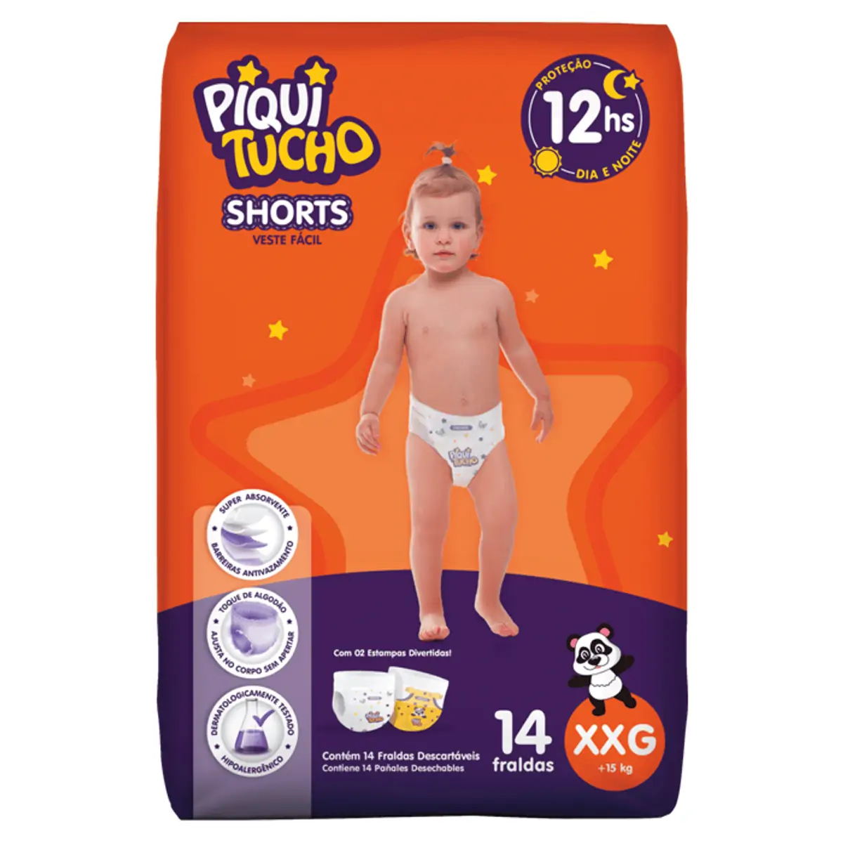 Fralda Shorts Piquitucho Roupinha XXG 14 Unidades