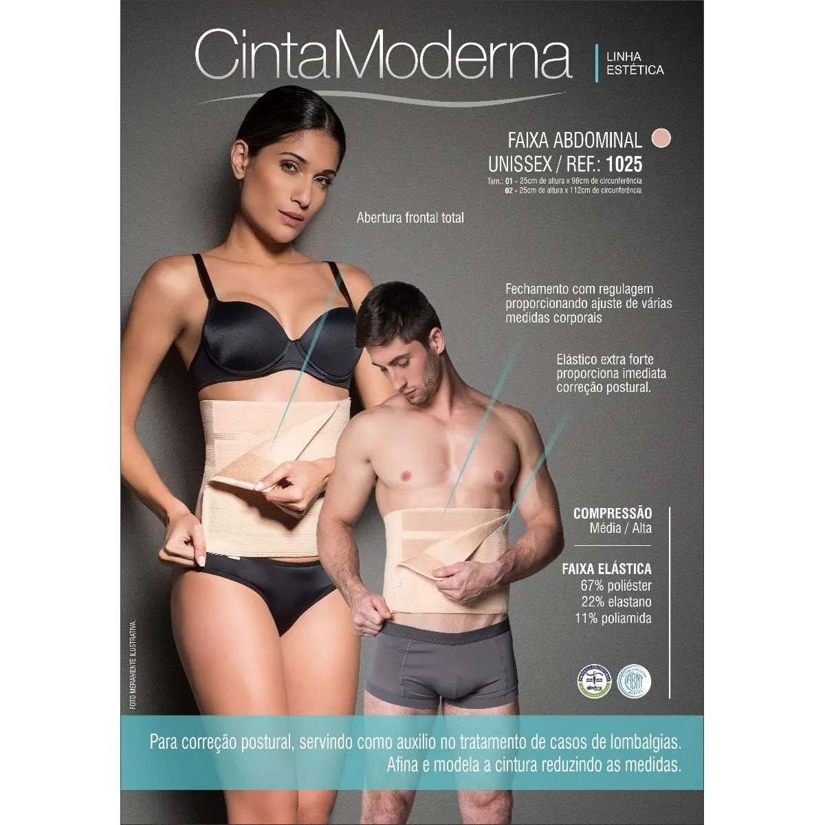 Faixa Abdominal 1025 - Cor: Chocolate                   Tam: P/M