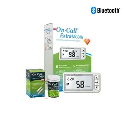 Monitor de Glicose Bluetooth + 50 Tiras OnCall Extra Mobile
