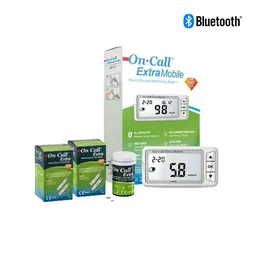 Monitor de Glicose Bluetooth + 100 Tiras OnCall Extra Mobile