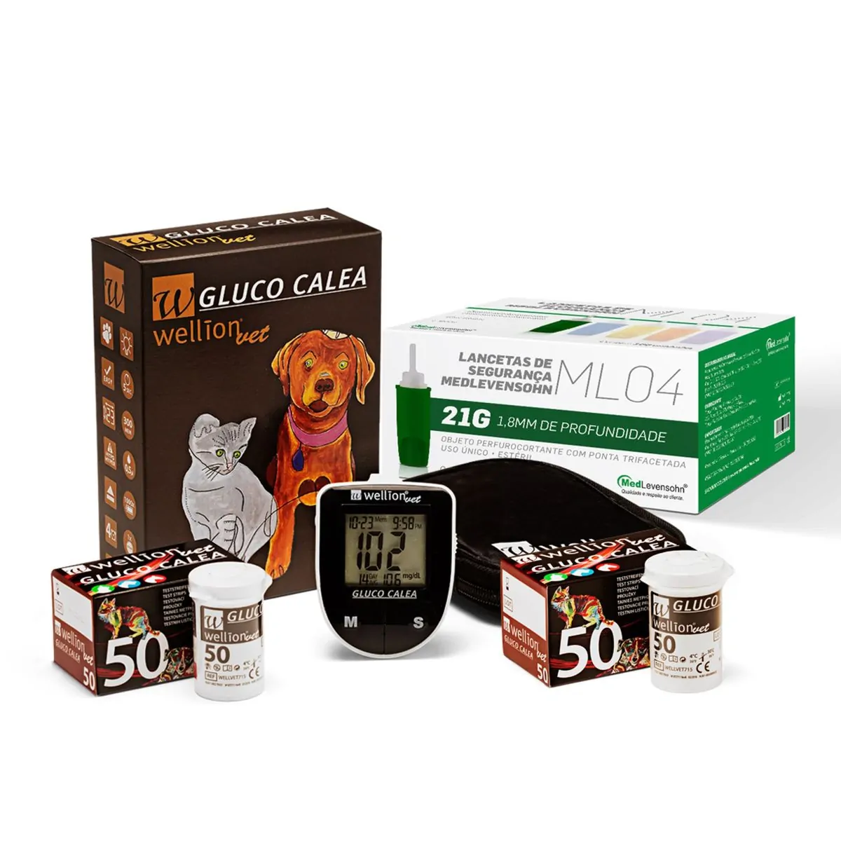 Monitor Gluco Calea +100 Tiras Gluco Calea +100 lancetas 21G