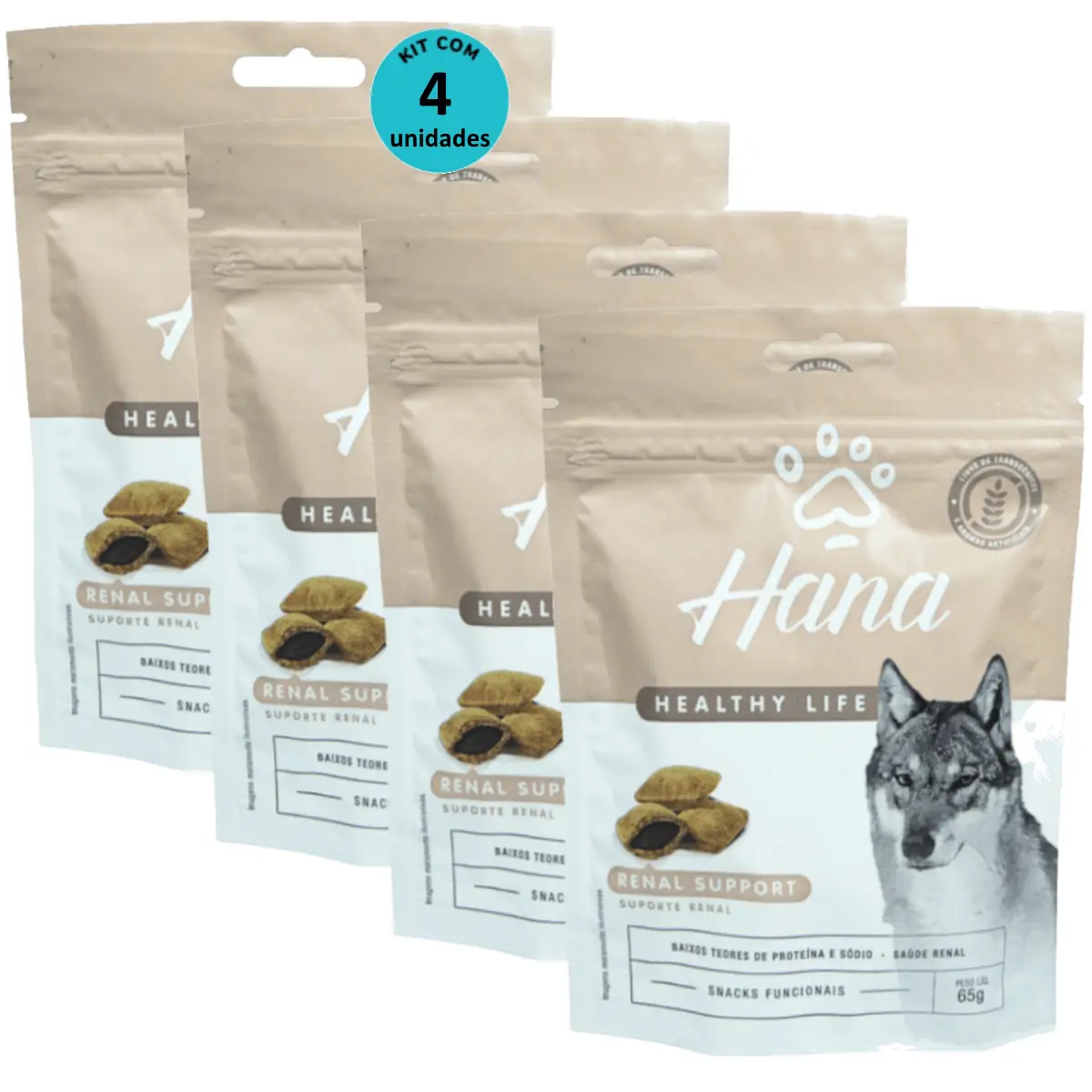 Hana Suporte Renal 65g Snacks Para Cães Adultos Kit C/ 4 un