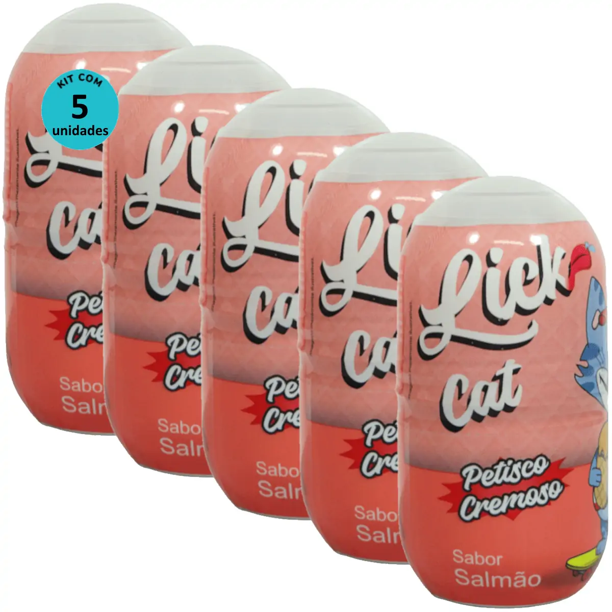 Hana Lick Cat Sabor Salmão 40g Petisco Cremoso Para Gatos Kit 5 un