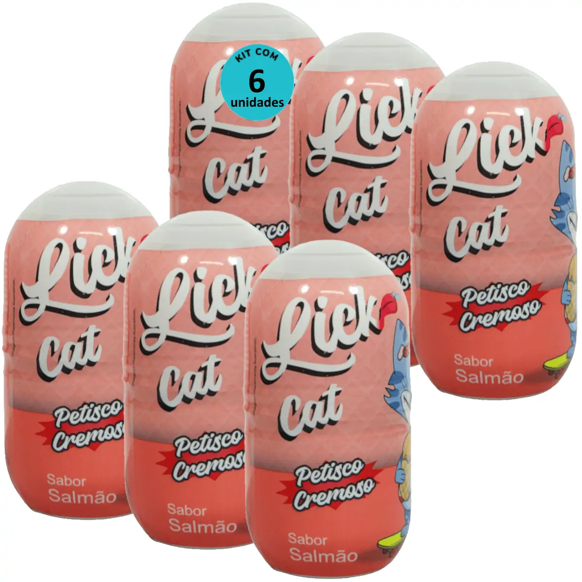 Hana Lick Cat Sabor Salmão 40g Petisco Cremoso Para Gatos Kit 6 un