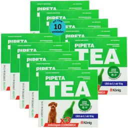 Pipeta Tea 1,3 ml Antiparasitário Contra Pulgas P/ Cães de 5,1 até 10 Kg C/ 3 unid. Kit C/ 10 Cxs