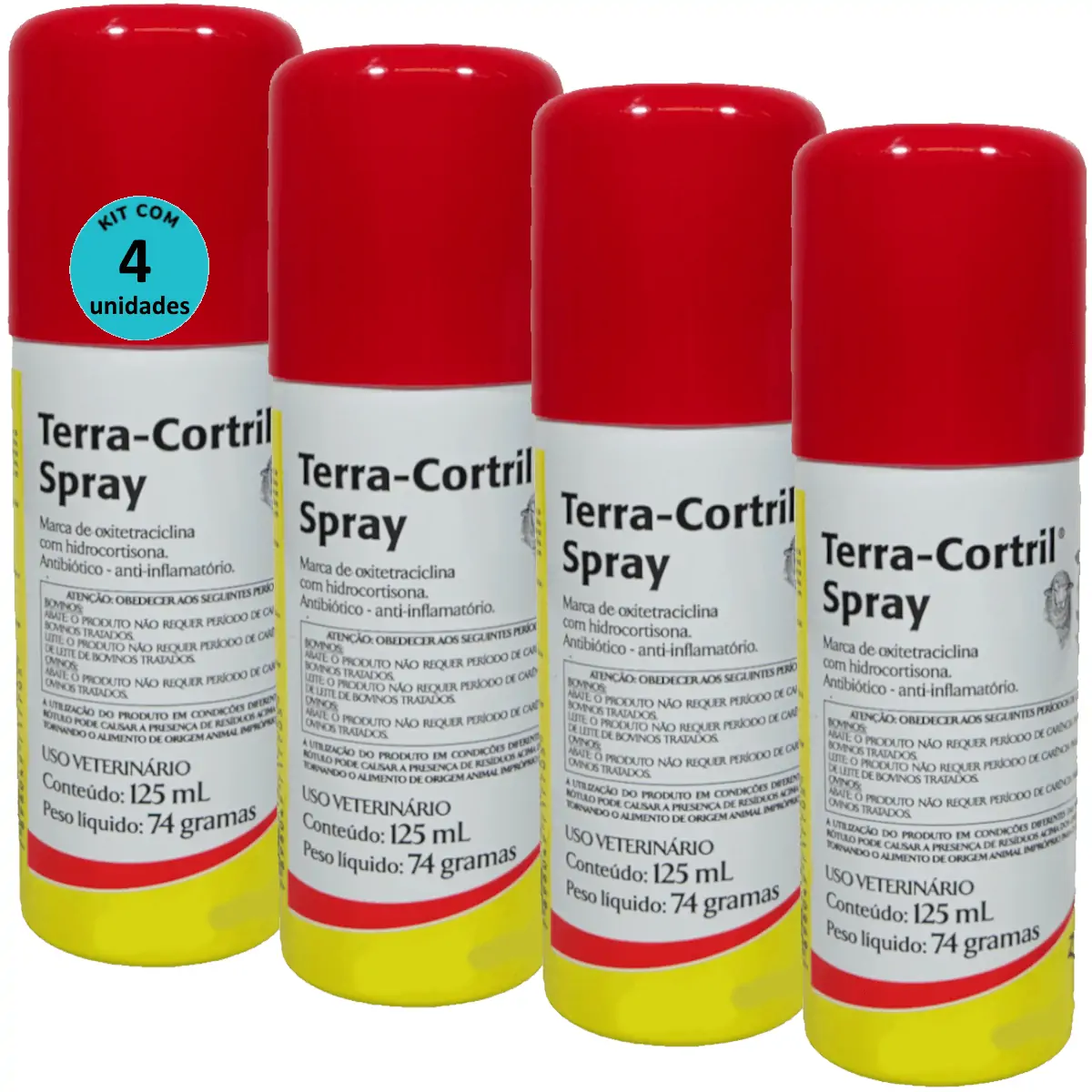 Terra-Cortril Spray 125ml Zoetis Kit com 4