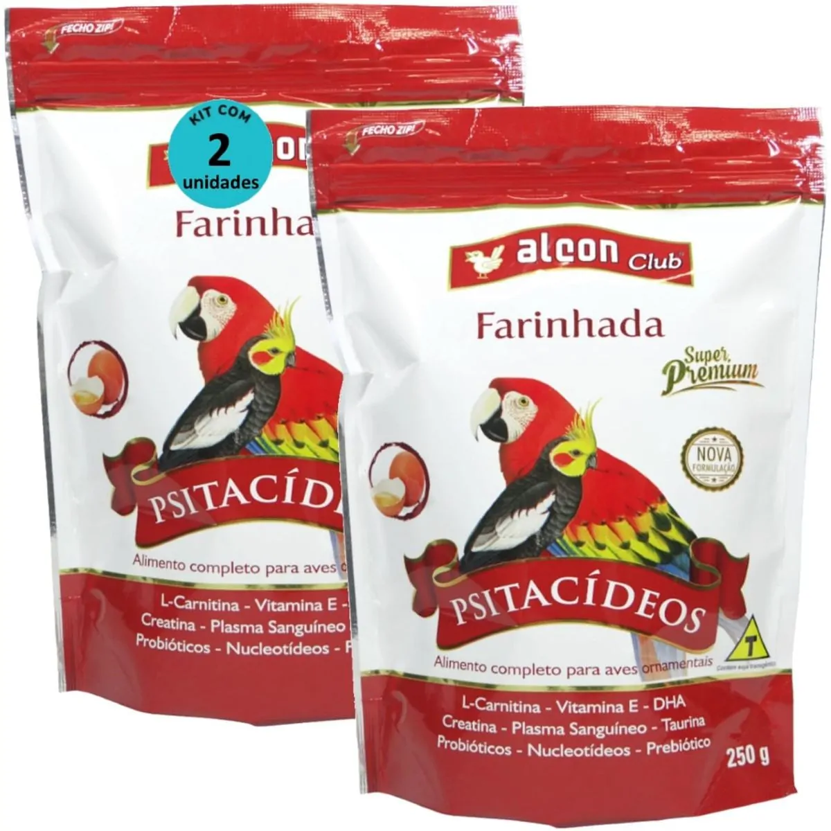 ALCON CLUB FARINHADA PSITACÍDEOS 250G SUPER PREMIUM KIT COM 2