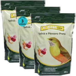 ALCON ECO CLUB SABIÁ E PÁSSARO PRETO 300G KIT COM 3 RAÇÃO PARA PÁSSAROS