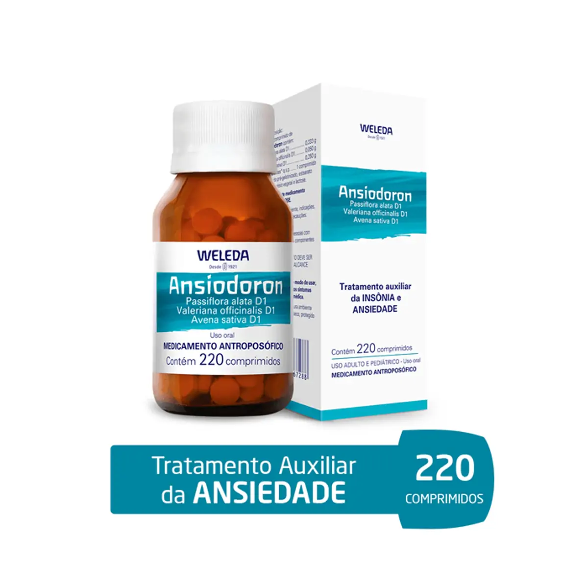 Calmante e Fitoterápico Ansiodoron 0,333g + 0,050g + 0,250g 220 Comprimidos