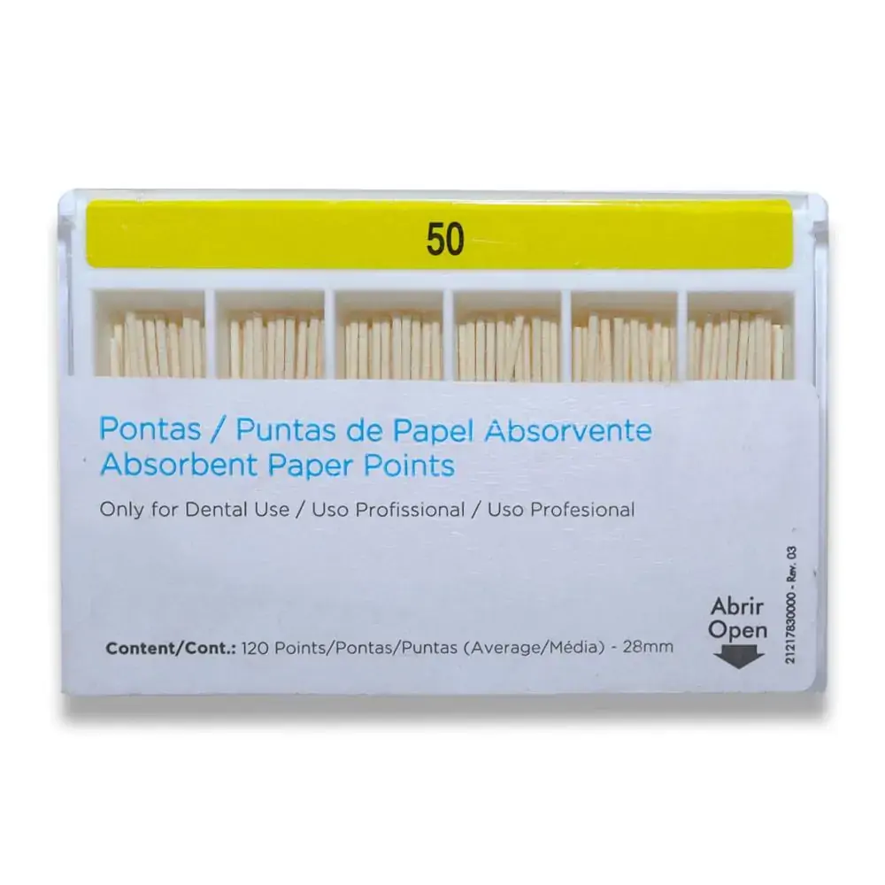Cone de Papel Iso 28mm com 120 - Dentsply Sirona - Cone de Papel Iso 50 28mm - Dentsply Sirona