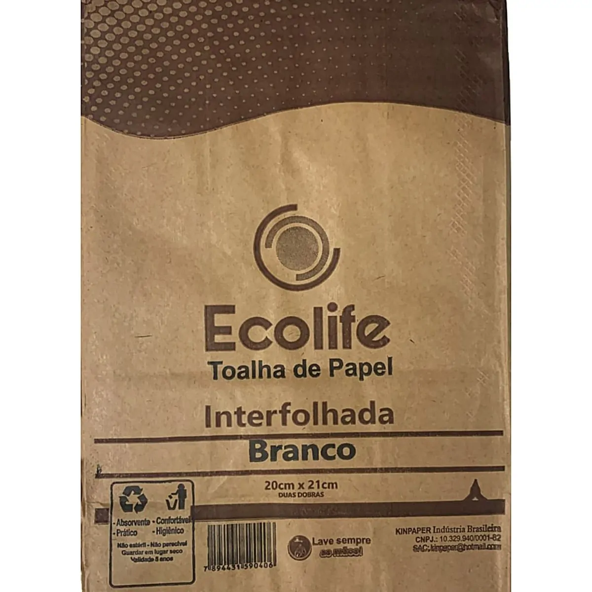 Toalhas de Papel Interfolhadas Ecolife - 700 unidades - Papel Toalha Interfolhas Ecolife C/700