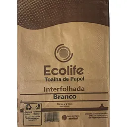Toalhas de Papel Interfolhadas Ecolife - 700 unidades - Papel Toalha Interfolhas Ecolife C/700