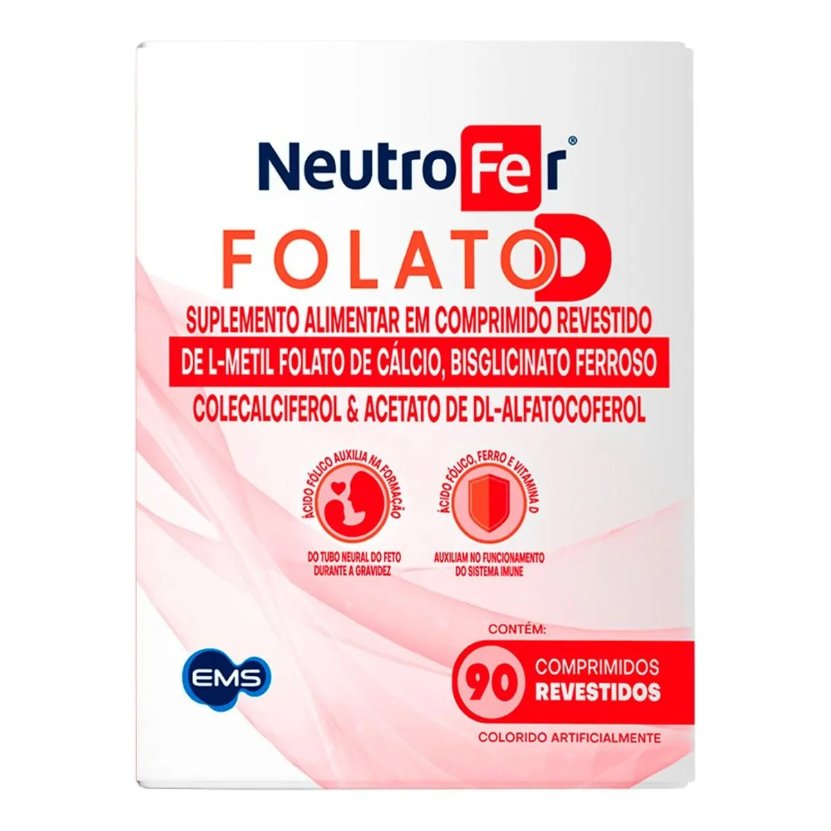 Suplemento Alimentar EMS Neutrofer Folato D 90 Comprimidos