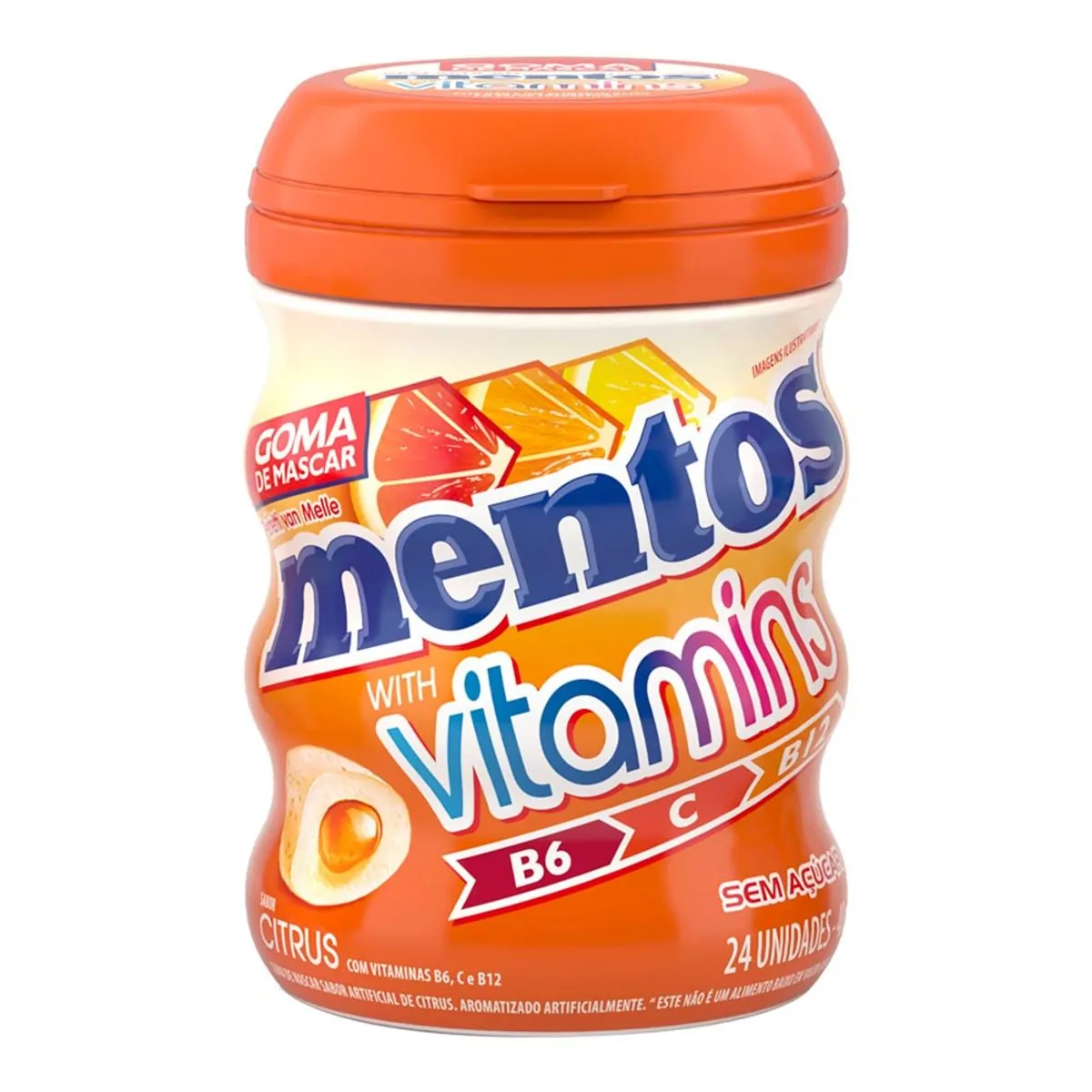 Goma de Mascar Mentos Gum Citrus com Vitaminas 56g