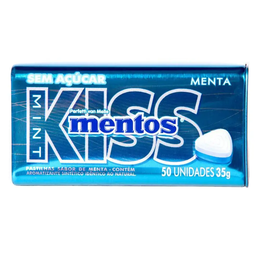 Pastilhas Mentos Kiss Sem Açúcar Menta 35g