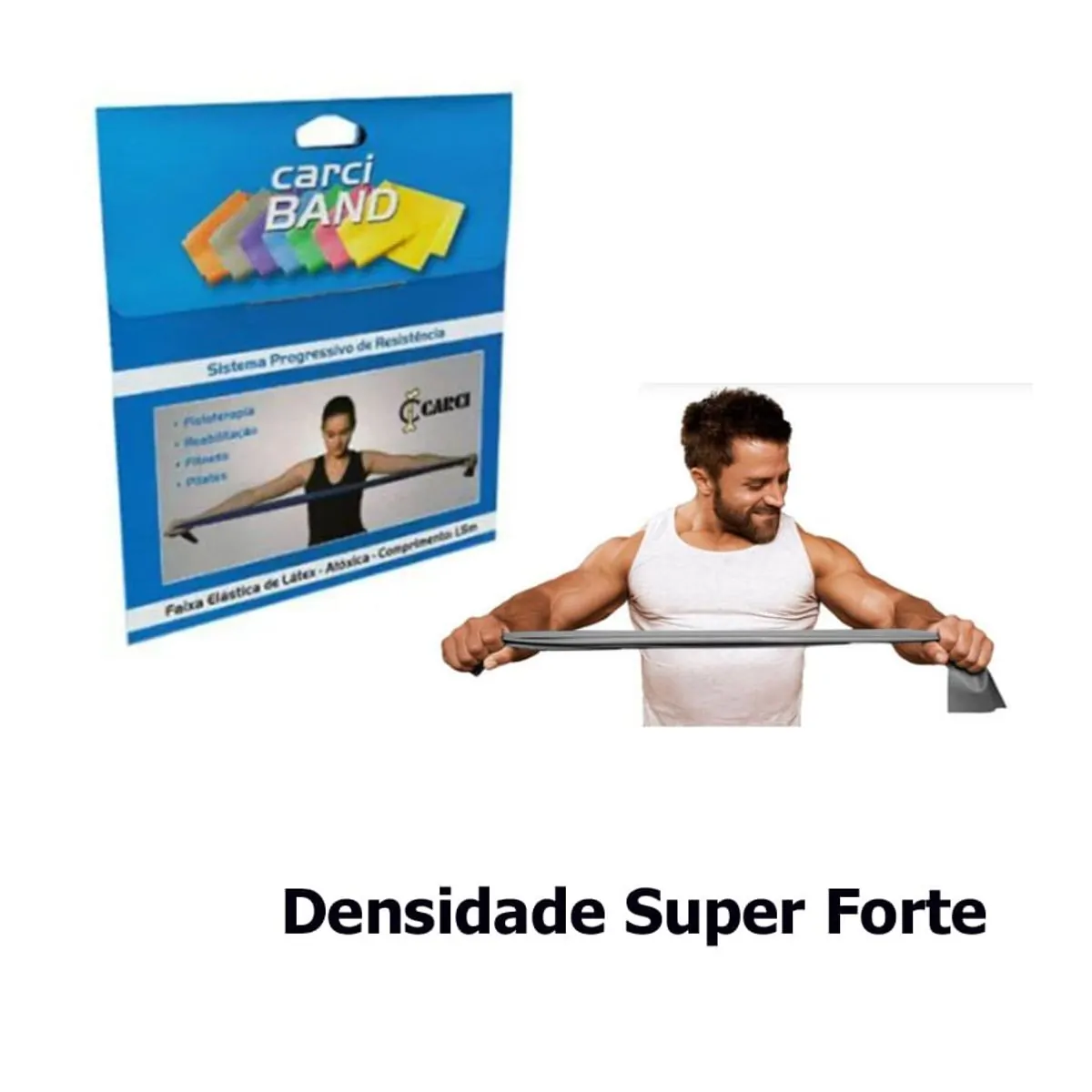 Faixa Elástica Carci - 1,50M - Super Forte - (Prata) Super Forte - (Prata) 1,5