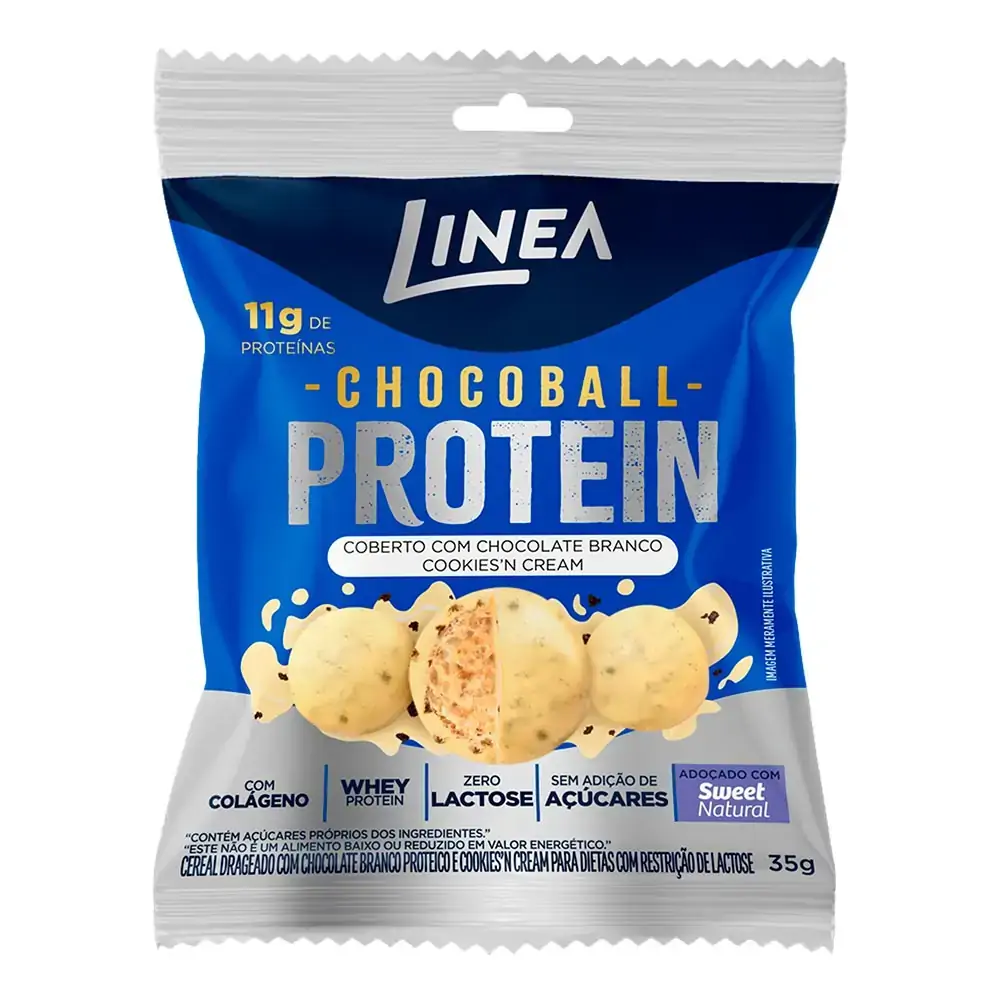 Confeito de Chocolate Branco Linea Cookies n Cream Zero Lactose Chocoball Protein 35g
