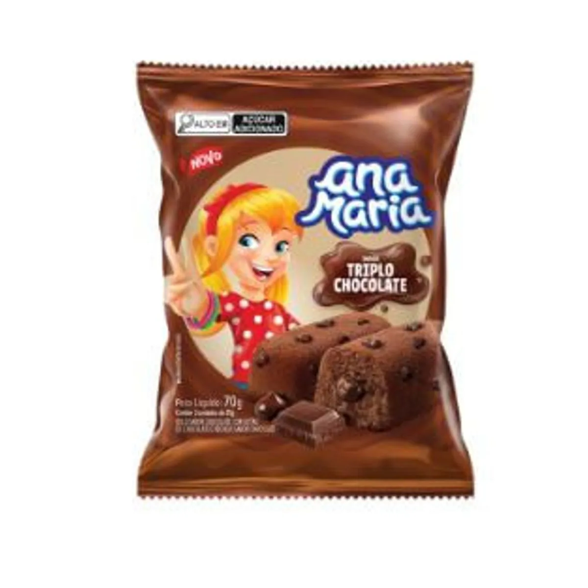 Bolinho sabor triplo chocolate 70g - Ana Maria
