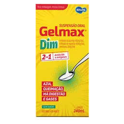 Antiácido e Antigases Gelmax Dim 400mg/5ml + 400mg/5ml + 30mg/5ml 240ml