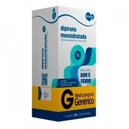 Analgésico e Antitérmico Dipirona Monoidratada 1g Genérico EMS 20 Comprimidos