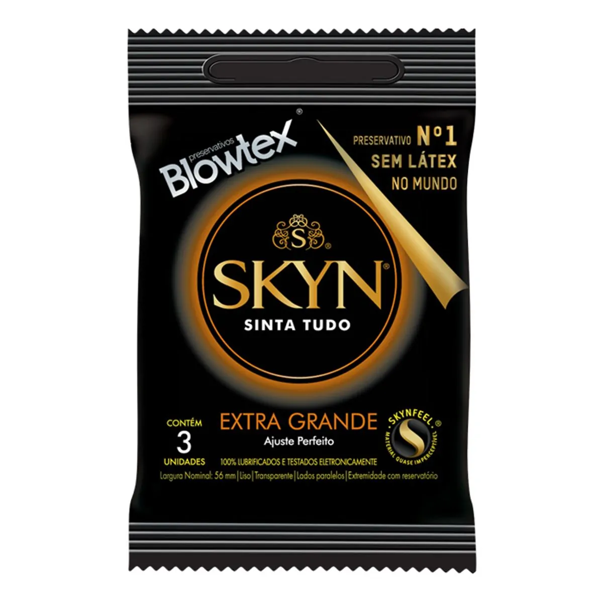 Preservativo Masculino Lubrificado Blowtex Skyn Extra Grande 3 Unidades