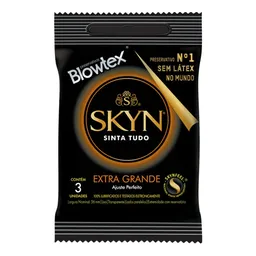 Preservativo Masculino Lubrificado Blowtex Skyn Extra Grande 3 Unidades