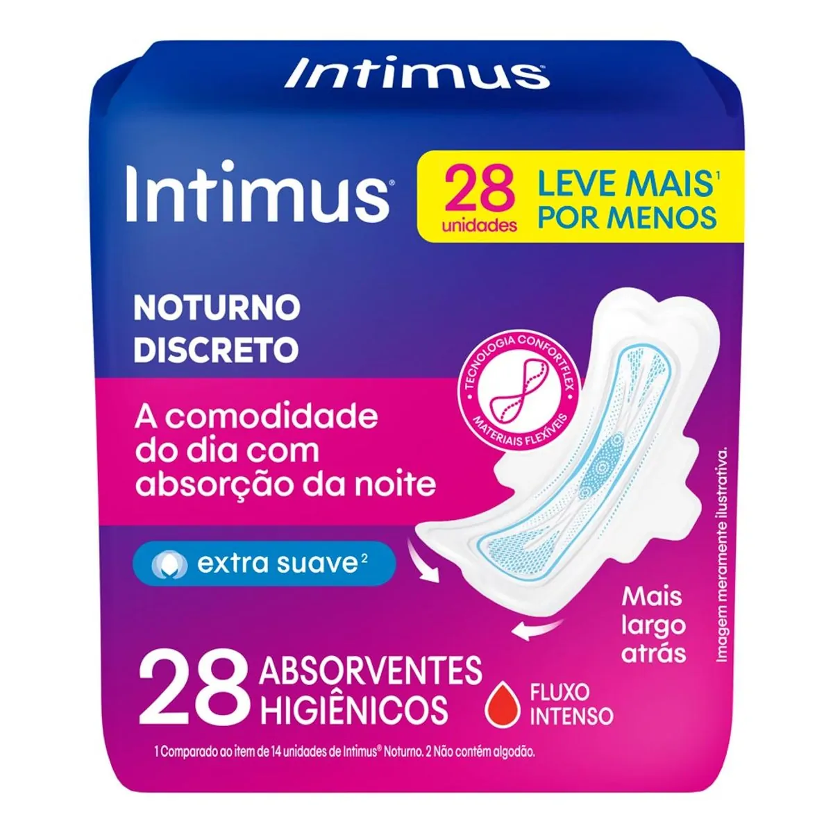 Absorvente Intimus® Noturno Discreto C/Abas 28 Unidades