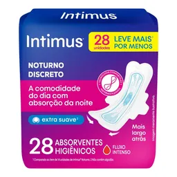 Absorvente Intimus® Noturno Discreto C/Abas 28 Unidades