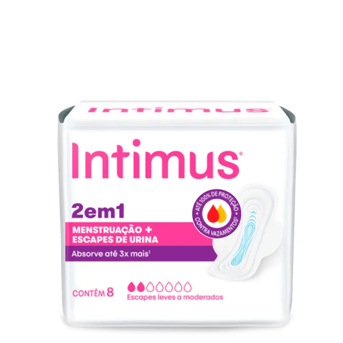 Absorvente Intimus 2 em 1 Suave com Abas 8 Unidades