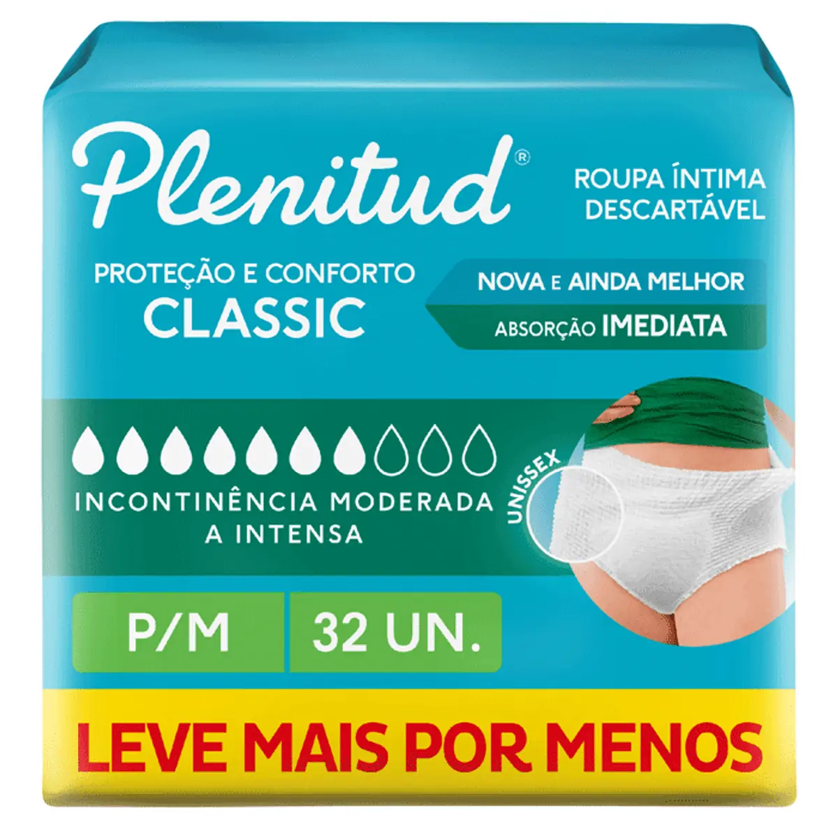 Roupa Íntima Plenitud Classic P/M 32 Unidades
