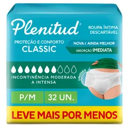 Roupa Íntima Plenitud Classic P/M 32 Unidades