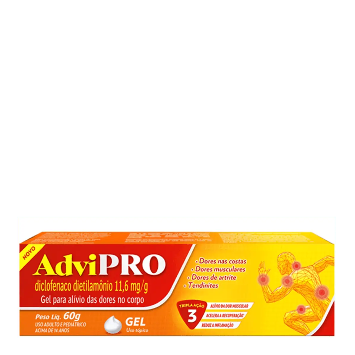 Analgésico e Anti-inflamatório AdviPRO 11,6mg/g 60g Gel