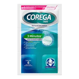 Limpador de Dentadura e Aparelhos Corega Tabs 3 Minutos 6 Pastilhas Efervescentes