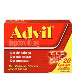 Analgésico e Anti-inflamatório Advil 400mg 20 Cápsulas
