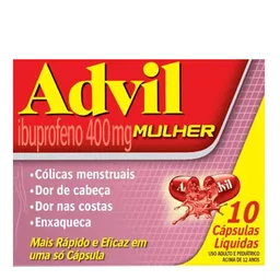 Analgésico e Anti-inflamatório Advil Mulher 400mg 10 Cápsulas