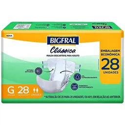 Fralda Geriátrica Clássica Bigfral - Tamanho G - 28 unidades
