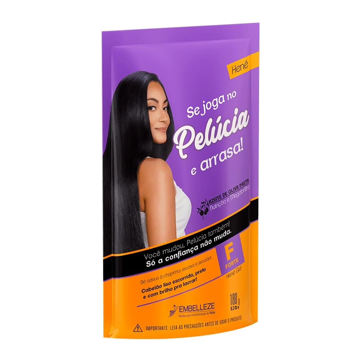 Alisante Capilar Henê Gel Pelúcia Forte Sachê Pouch Embelleze - 180g