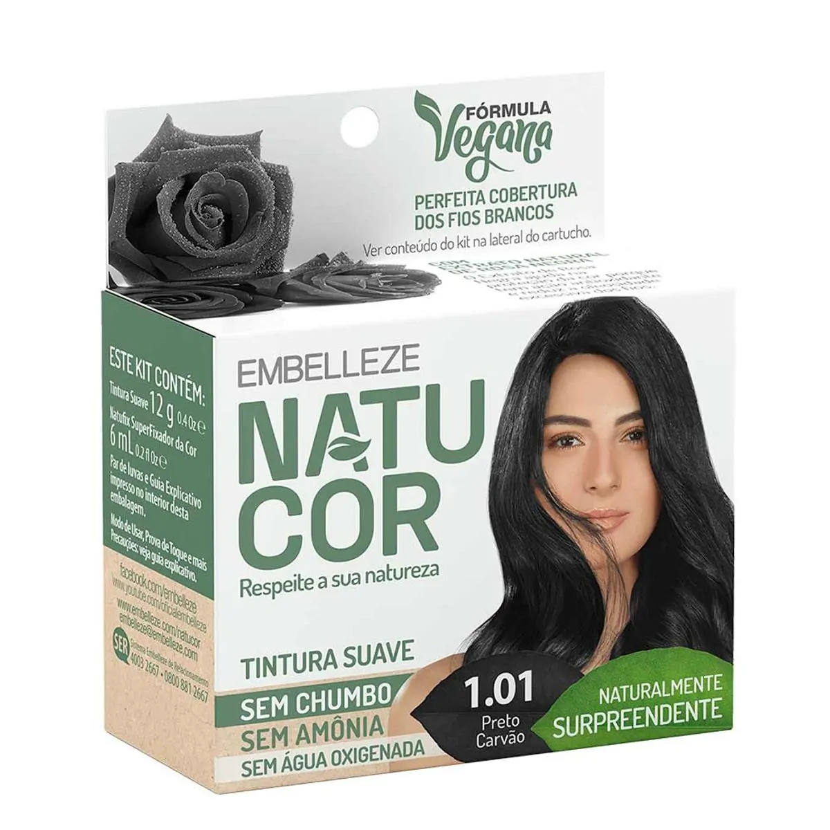 Coloração Natucor 1.01 Preto Carvão Naturalmente Surpreendente Embelleze