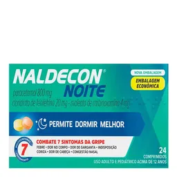 Antigripal, Analgésico, Antitérmico e Descongestionante Naldecon Noite 400mg + 400mg + 20mg 24 Compr