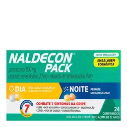 Antigripal, Analgésico, Antitérmico e Descongestionante Naldecon Noite 800mg + 20mg 24 Comprimidos