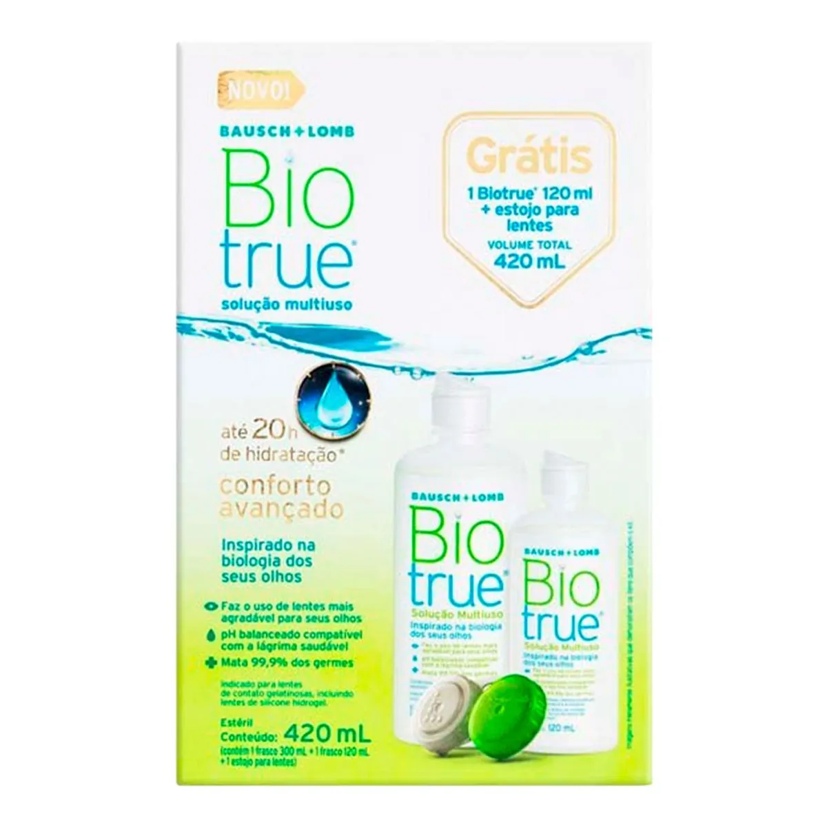 Biotrue Solução Oftamológica 300ml + 120ml + Estojo